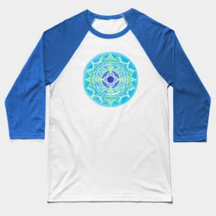 AQUA LOTUS SKY MANDALA, FLOWER LEAF MANDALA, TURQUOISE LOVERS MANDALA Baseball T-Shirt